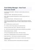 Food Safety Manager - How Food Becomes Unsafe Exam Questions and Answers 2024( A+ GRADED 100% VERIFIED).