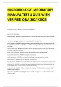 MICROBIOLOGY LABORATORY MANUAL TEST 3 QUIZ WITH VERIFIED Q&A 2024/2025