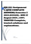 SJD1501 Assignment 2 (QUIZ COMPLETE ANSWERS) Semester 2 2024 (633429) - DUE 27 August 2024 ; 100% TRUSTED Complete, trusted solutions and explanations.