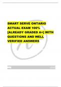 SMART SERVE ONTARIO ACTUAL EXAM 100%  [ALREADY GRADED A+] WITH  QUESTIONS AND WELL  VERIFIED ANSWERS