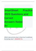 SmartSheet Practice  2023 Questions and  Correct  Answers Rated  A+