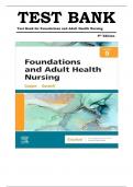 Test Bank For Foundations and Adult Health Nursing 9th Edition by Kim Cooper , ISBN: 9780323812054 All Chapters Verified | Complete Guide A+