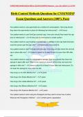 Birth Control Methods Questions for CNM/WHNP Exam Questions and Answers (100% Pass)