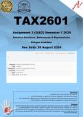 TAX2601 Assignment 2 (QUIZ COMPLETE ANSWERS) Semester 2 2024 - DUE 20 August 2024