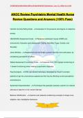 ANCC Review Psychiatric Mental Health Nurse Review Questions and Answers (100% Pass)