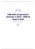 LML4804 Assignment 1 Semester 2 2024 - DUE 26 August 2024