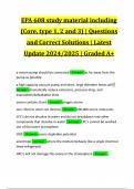 EPA 608 study material including (Core, type 1, 2 and 3) | Questions and Correct Solutions | Latest Update 2024/2025 | Graded A+