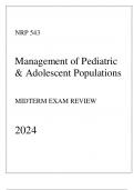 UOPX - NRP 543 Management of Pediatric & Adolescent Populations - Midterm Exam Review