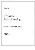 UOPX - NRP 511 Advanced Pathophysiology - Final Exam Review 2024