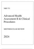 UOPX - NRP 571 Advanced Health Assessment II & Clinical Procedures - Midterm Exam Review 2024