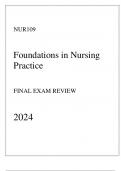 Excelsior - NUR109 Foundations in Nursing Practice - Final Exam Review 2024