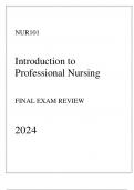 Excelsior - NUR101 Intro to Professional Nursing - Final Exam Review 2024