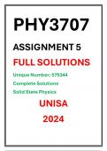 PHY3707 Assignment 5 Complete Solutions UNISA 2024 Solid State Physics Unique Number 575344