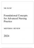 Chamberlain - NR-581NP Foundational Concepts for Advanced Nursing Practice - Midterm 1 Review