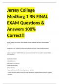 Jersey College MedSurg 1 RN FINAL EXAM Questions & Answers 100% Correct!!