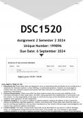 DSC1520 Assignment 2 (ANSWERS) Semester 2 2024 - DISTINCTION GUARANTEED