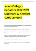 Jersey College - Geriatrics 2022-2024 Questions & Answers 100% Correct!!