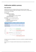 Summary multivariate statistics 1ZM31, tutorials and slides