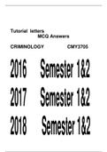 CRIMINOLOGY CMY3705   MCQ 2016 - 2018 done