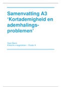 Samenvatting A3 - Kortademigheid en ademhalingsproblemen