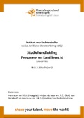 Antwoorden Werkcolleges Personen- en Familierecht - Studiehandleiding