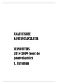 Lesnotities Analytische kostencalculatie (deel voor paasvakantie)