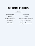 Mathematics Notes (Lecture for College Entrance Exam I)