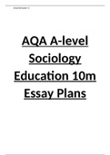 AQA A-level Sociology Education 10m Essay Plans
