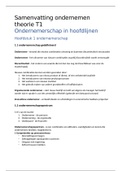 Samenvatting ondernemen theorie T1 - Ondernemerschap in hoofdlijnen + uitgewerkte leerdoelen 