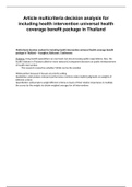 Multicriteria decision analysis for including health intervention universal health coverage benefit package in Thailand