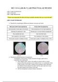 Biology 1414 Lab Practical #2 Review (Lab #5-7)