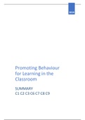 Samenvatting (summary) - Promoting behaviour for learning in the classroom H1, H2, H3, H6, H7, H8, H9 