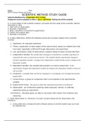 Biology106:Human Biology & Disease SCIENTIFIC METHOD STUDY GUIDE