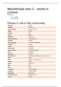 Woordenlijst Engels jaar 1 semster 2