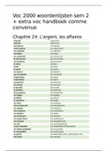 Woordenlijst Frans jaar 1 semester 2   extra voc handboek