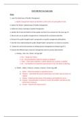 DESCRIPTION 2022/2023 GSCM 588 Mid-Term Study Guide  TCO A  Learn the importance of Quality Management. Examine the different types of process management tools for process improvement. Deming – Plan / Do / Check / Act (pg 463) DMAIC – Define / Measure / A