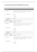 MAT 510 Week 11 Final Exam 4, QUANTITATIVE METHODS: STRAYER UNIVERSITY