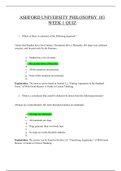 ASHFORD UNIVERSITY PHILOSOPHY 103 (PHI103) INFORMAL LOGIC: WEEK 1 QUIZ. QUESTIONS AND ANSWERS.