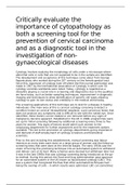 Critically evaluate the importance of cytopathology as both a screening tool for the prevention of cervical carcinoma and as a diagnostic tool in the investigation of non-gynaecological diseases