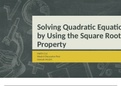 MATH-114 Week 6 Discussion: Solving Equations using Square Roots or the Quadratic Formula