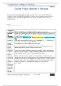 NR 361 Information Systems in Healthcare/NR 361 Course Project Milestone 1,2 and 3(Week 2,4 and6);Chamberlain College Of Nursing