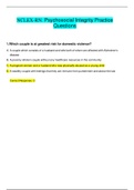 RASMUSSEN COLLEGE. (NURSING 2407) NCLEX-RN: Psychosocial Integrity Practice Questions and Answers with rationale. (ALL CORRECT ANSWERS) 