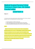 Fresno City College > BIOLOGY 102 > BIOLOGY 102 Medical-Surgical Nursing Critical Thinking in Client Care, 4th Edition Priscilla LeMon CHAPTER 13 9 (QUESTIONS, ALL CORRECT ANSWERS AND RATIONALE)