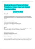 Fresno City College > BIOLOGY 012 > BIOLOGY 102. Medical-Surgical Nursing Critical Thinking in Client Care, 4th Edition Priscilla LeMon CHAPTER 23 (ALL CORRECT ANSWERS AND RATIONALE)