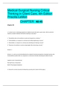 Fresno City College > BIOLOGY 102 > BIOLOGY 102Medical-Surgical Nursing Critical Thinking in Client Care, 4th Edition Priscilla LeMon CHAPTER 40-45