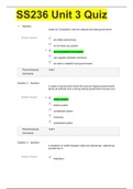 SS236 Unit 3 Quiz  WITH LATEST (VERIFIED) SOLUTIONS GRADE A