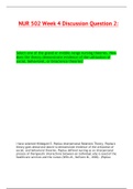 NUR 502 Week 4 Discussion Question 2:(2022/2023) Select one of the grand or middle nursing theories. How does the theory demonstrate evidence of the utilization of social, behavioral or bioscience theories.