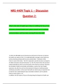 NRS-440V Topic 1 – Discussion Question 2:(2022/2023) What is the role of health care reform in shifting the focus from a disease-oriented health care system toward one of wellness and prevention, and how does nursing fit into this shift?