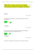 HIEU 201 Lecture quiz 2 & 3Liberty University answers complete solutions (latest 2022/2023)   Question 1  2.6 out of 2.6 points   	According to “Roman Republic,” this group sacked Rome early in the republic period.			 				  Question 2  2.6 out of 2.6 poin