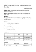 IGCSE Chemistry - Moles Lab Report 